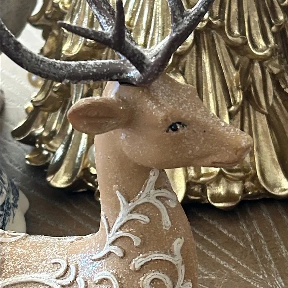 NEW! Vintage Inspired Gingerbread Holiday Santa Reindeer Figurine - Picture 4 of 11